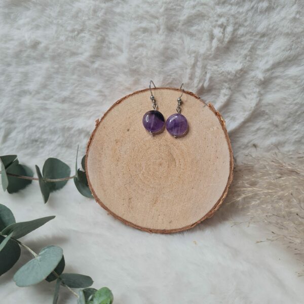 Boucles d'oreilles pastille Améthyste