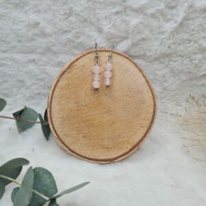 Boucles d'oreilles enfilade Quartz rose