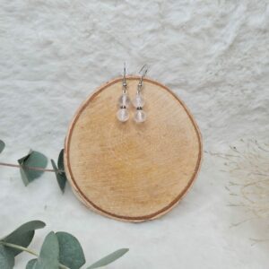 Boucles d'oreilles Quartz rose 2 perles