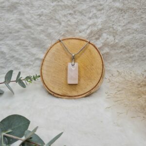 Collier Quartz Rose Rectangle