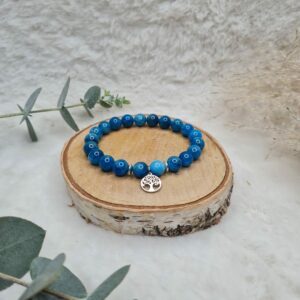 Bracelet apatite 8 mm arbre de vie