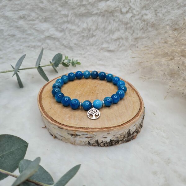 Bracelet apatite 8 mm arbre de vie