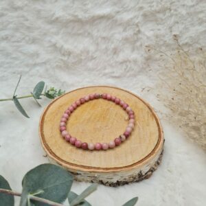 Bracelet Rhodonite 4mm avec perle acier inoxydable