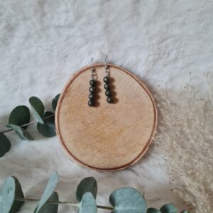 Boucles d'oreilles Pyrite enfilade 4 perles