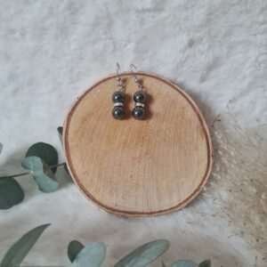 Boucles d'oreilles Hématite 2 perles