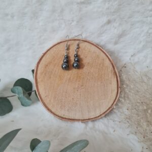 Boucles d'oreilles Hématite 3 perles