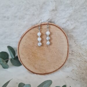 Boucle d'oreilles Howlite enfilade fantaisie 6mm