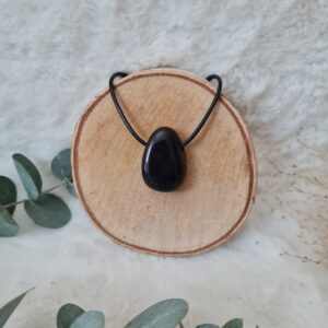 Collier Obsidienne noire pierre percée