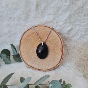 Collier Obsidienne noire Ovale