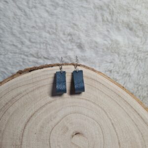 Boucle d'oreilles cuir  bleu