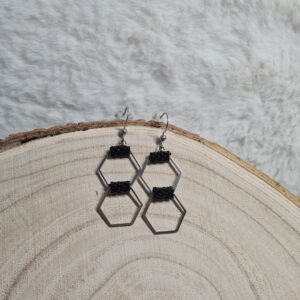 Boucles d'oreilles double hexagones tissés